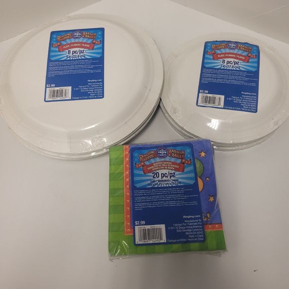 Ringling Bros Circus 3pk 7" & 4pk 9" Plates 2pk Napkins Train Clown Balloons - Picture 3 of 3